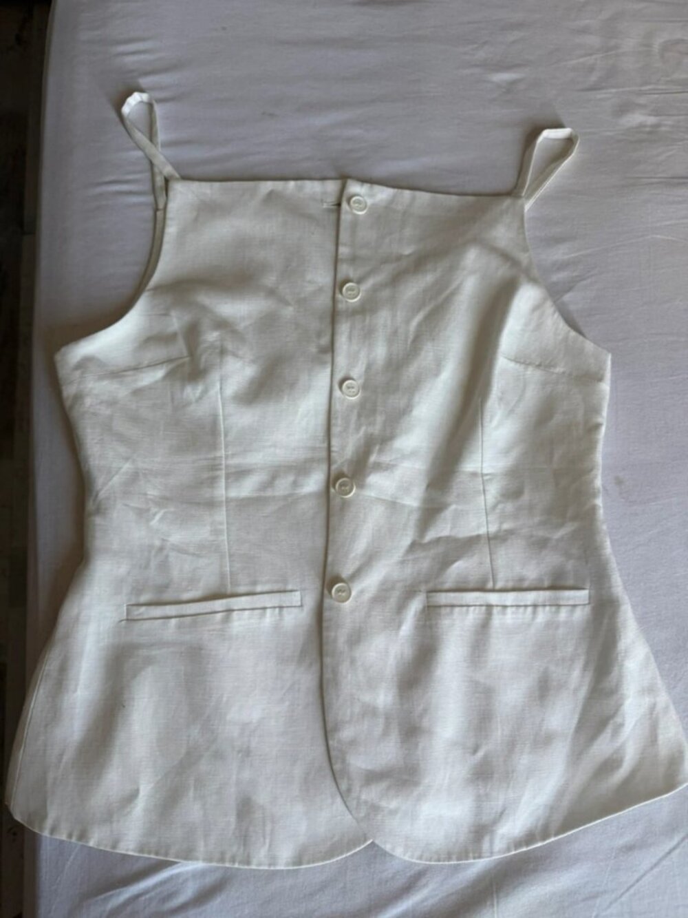 Women’s White Linen Button Front Top Size M / EU 38